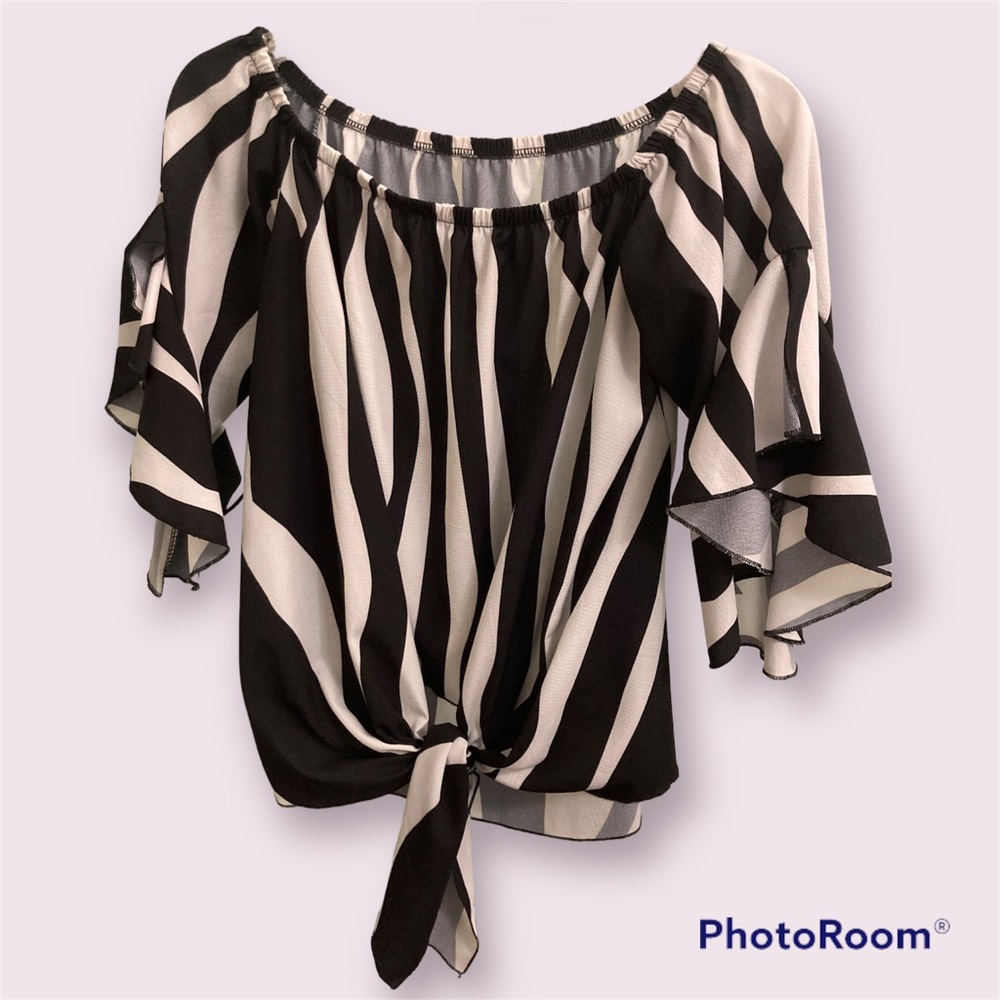 Black and white off the shoulder top